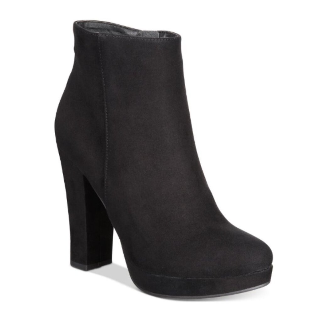 Black Suede Heeled Booties (Size 8)